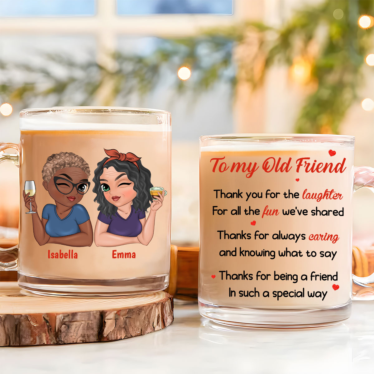 Custom Best Friend, Christmas & Birthday Friendship Keepsake Gift • To My Old Friend - Personalized Glass Mug