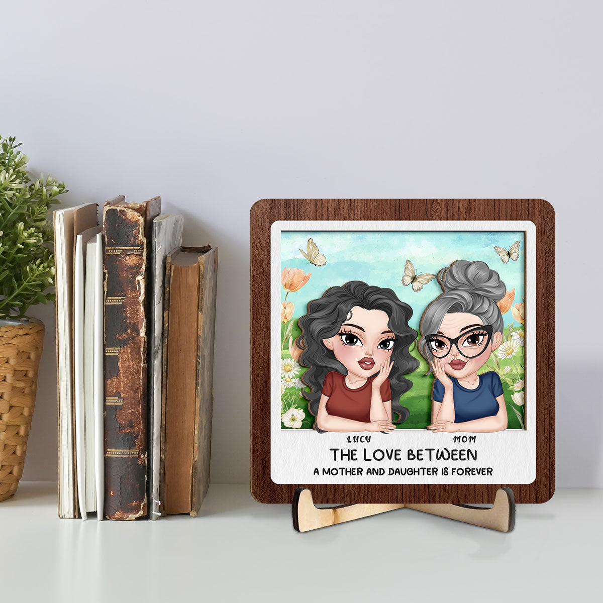Custom Mother's Day Decor, Gift for Mom & Grandma • Mom And Daughter Happy Together - Personalized Wooden Plaque
