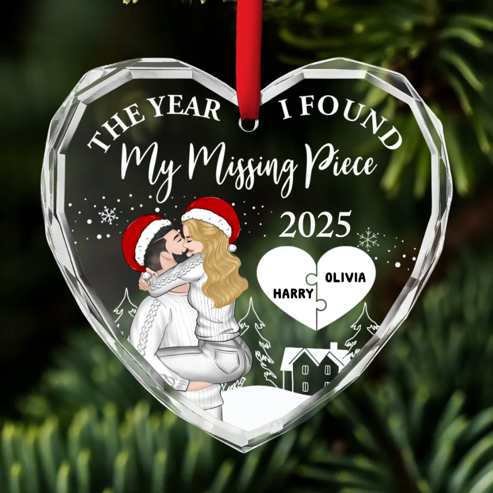 Custom Couple Christmas Ornament, Anniversary Gift •  The Piece I Found - Personalized Glass Ornament