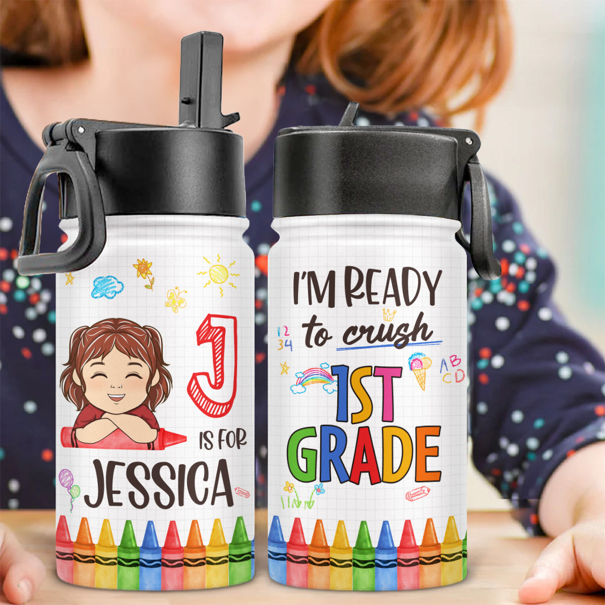 I Am Ready To Crush School - Personalized Kids Water Bottle