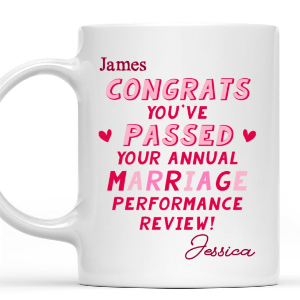 Custom Anniversary Keepsake Gifts For Couple • Annual Marriage Performance Review - Personalized Coffee Mug