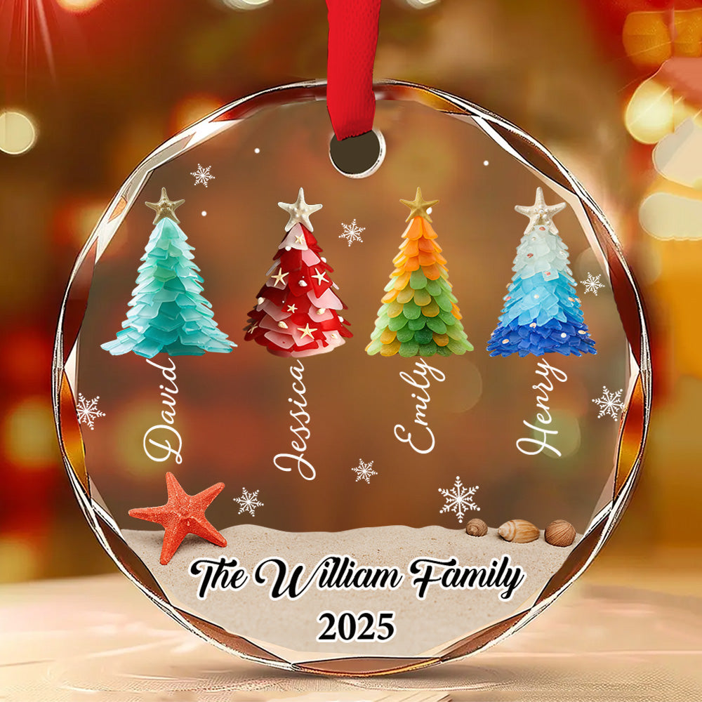 Custom Family Ornament, Christmas Gift for Family Members •  Winter Wishes - Personalized Glass Ornament