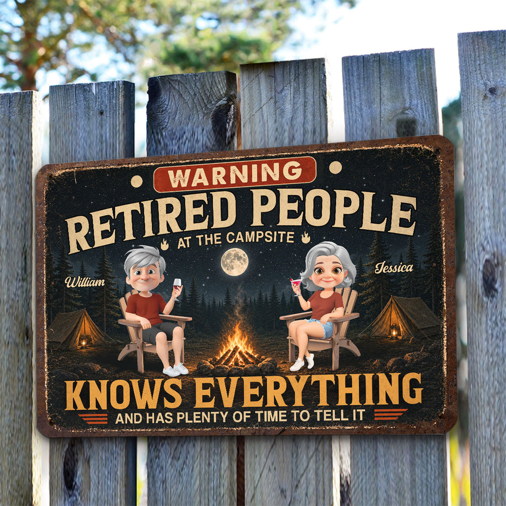 Custom Family Campground Sign, Campsite Outdoor Wall Decor • Our Retirement Life - Personalized Metal Sign