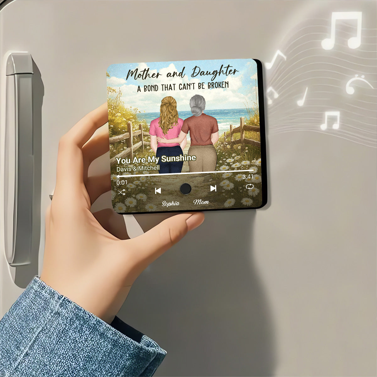 Mother And Daughter - Personalized Music Fridge Magnet
