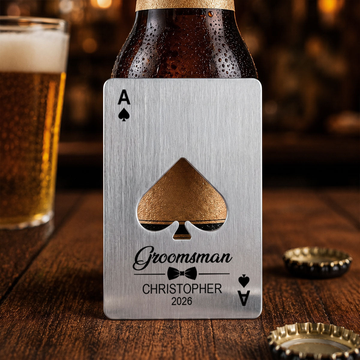 Groomsman Gift - Personalized Ace of Spades Bottle Opener