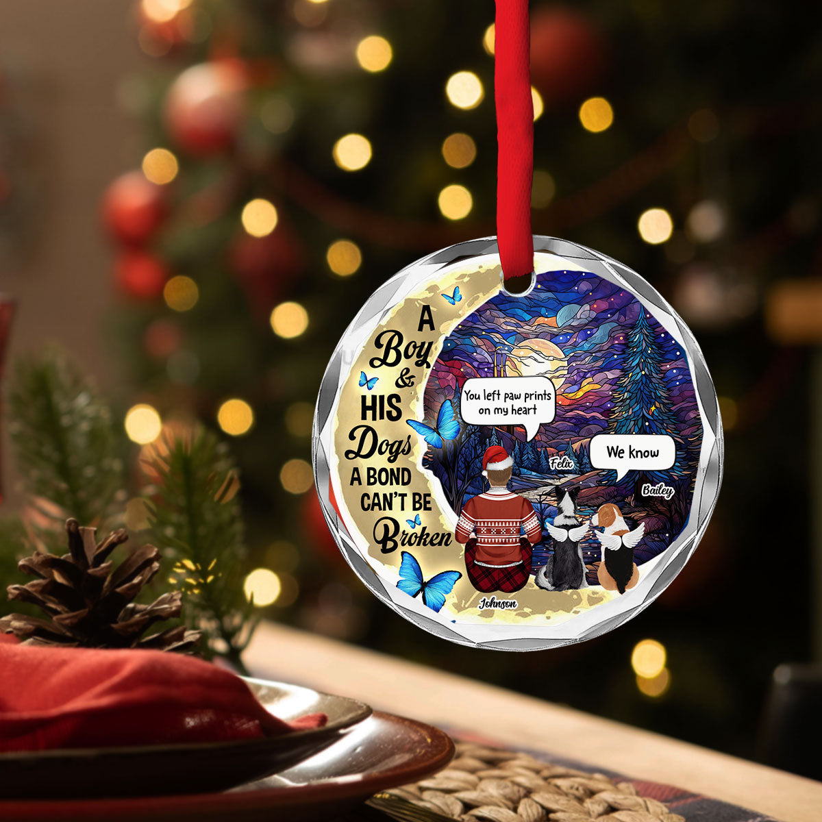Custom Keepsake Christmas Ornament •  Forever In My Heart - Personalized Glass Ornament