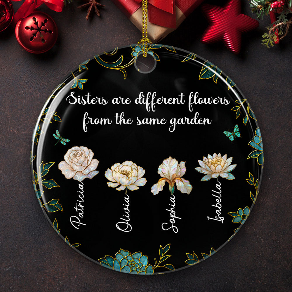 Custom Sister Christmas Ornament •  Merry With Sisters - Personalized Ceramic Ornament