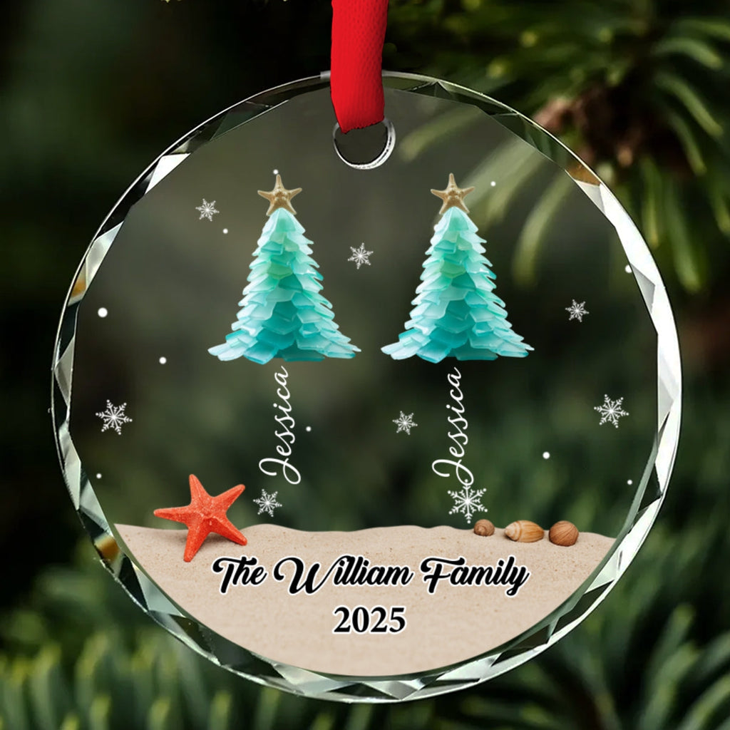Custom Family Ornament, Christmas Gift for Family Members •  Winter Wishes - Personalized Glass Ornament