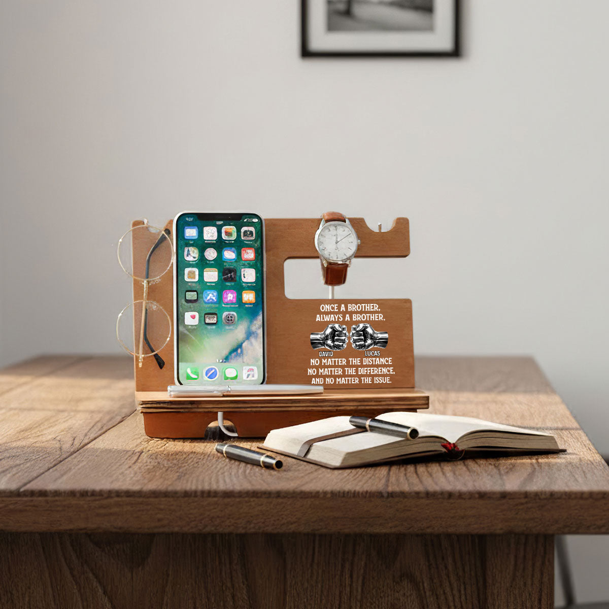 Soulmate Best Friend - Personalized Wood Phone Docking Station