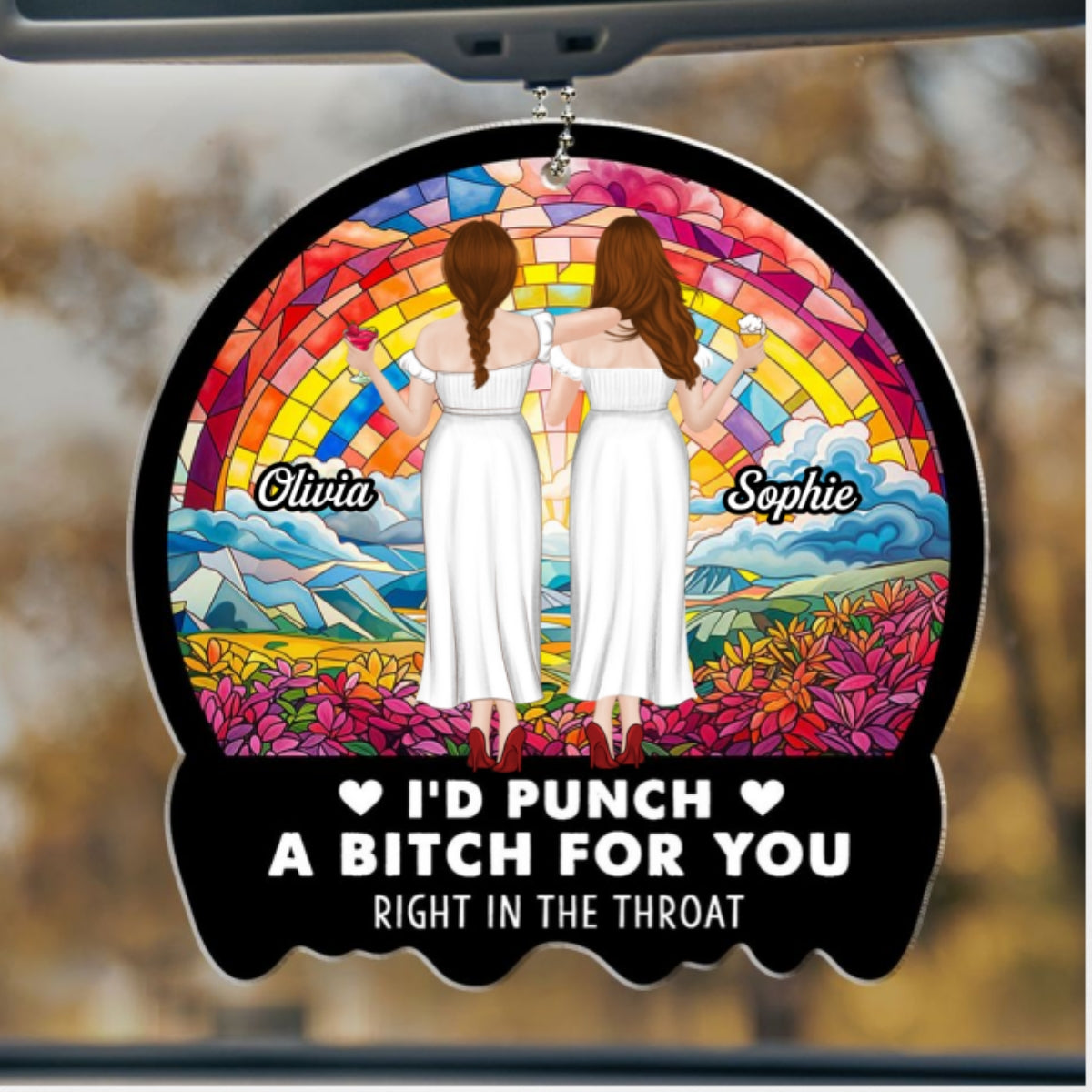 Punch Right In The Throat Bestie - Personalized Car Ornament