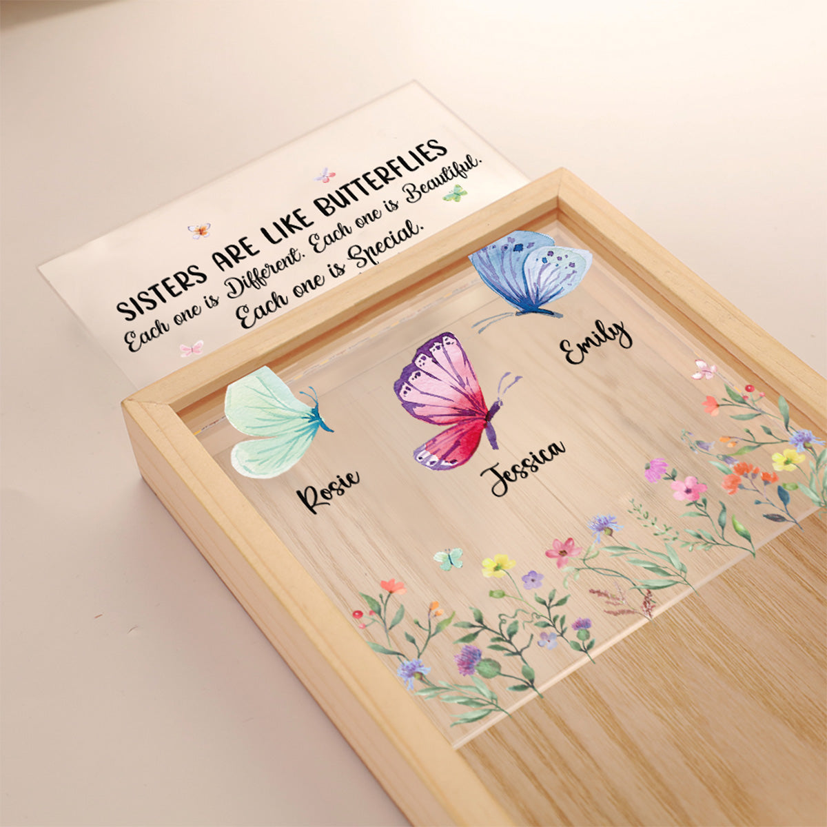 Sisters Shine Like Butterfly - Personalized Frame Light Box