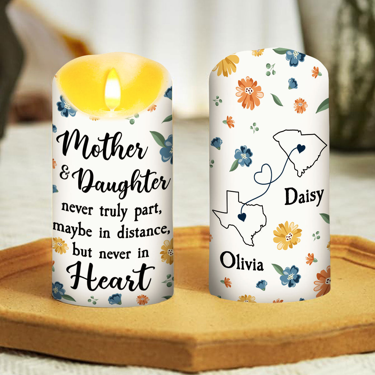 Mother And Daughter - Personalized LED Candle