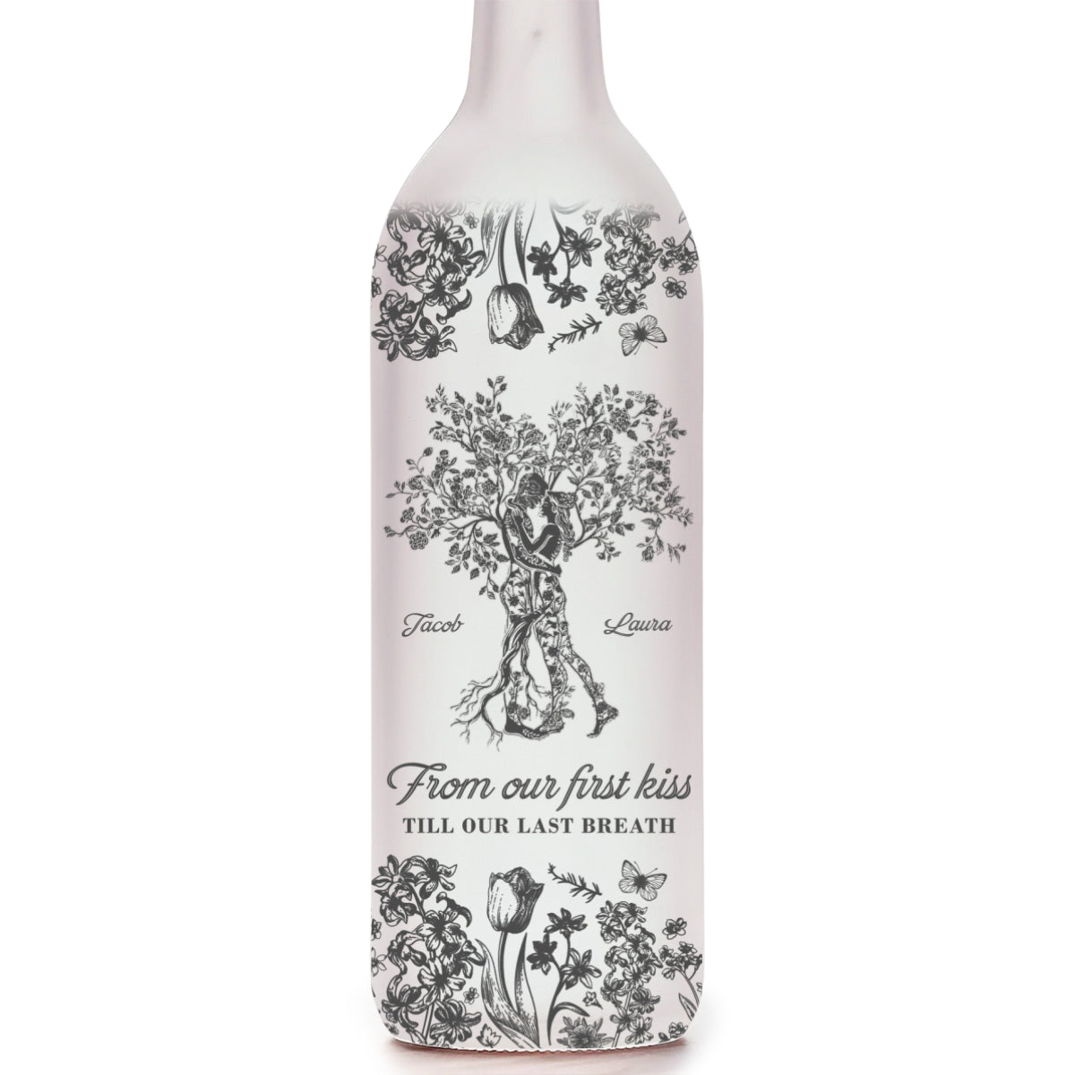 From Our First Kiss Till Our Last Breath Tree Of Love - Personalized Bottle Lamp
