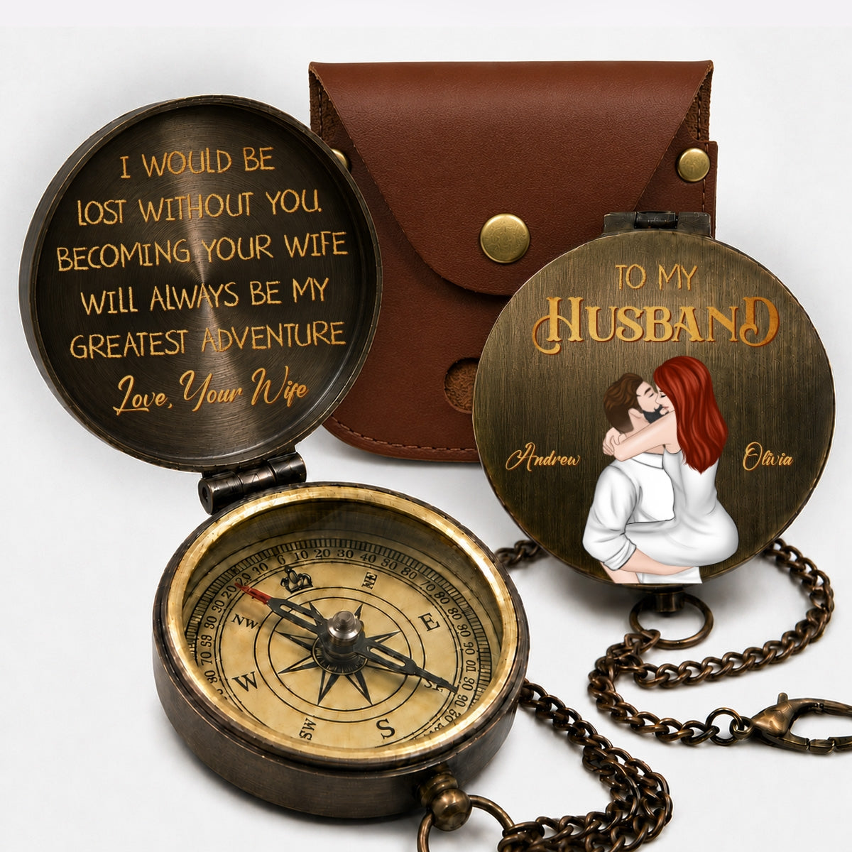 To My Husband- Personalized Pocket Compass