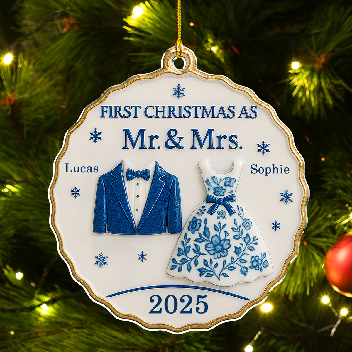Custom First Christmas Ornament Married, Gift for Newlyweds •  First Christmas With You - Personalized Acrylic Ornament