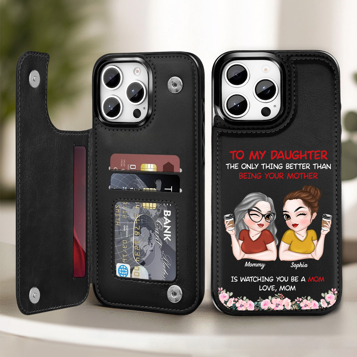 To My Daughter - Personalized Leather Phone Case