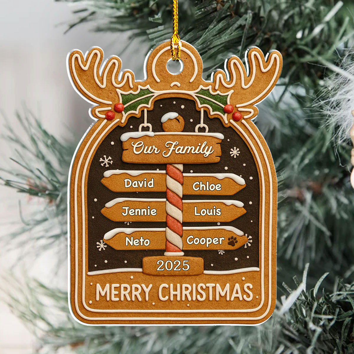 Custom Family Ornament, Christmas Gift for Family Members •  Cozy Holiday - Personalized Acrylic Ornament