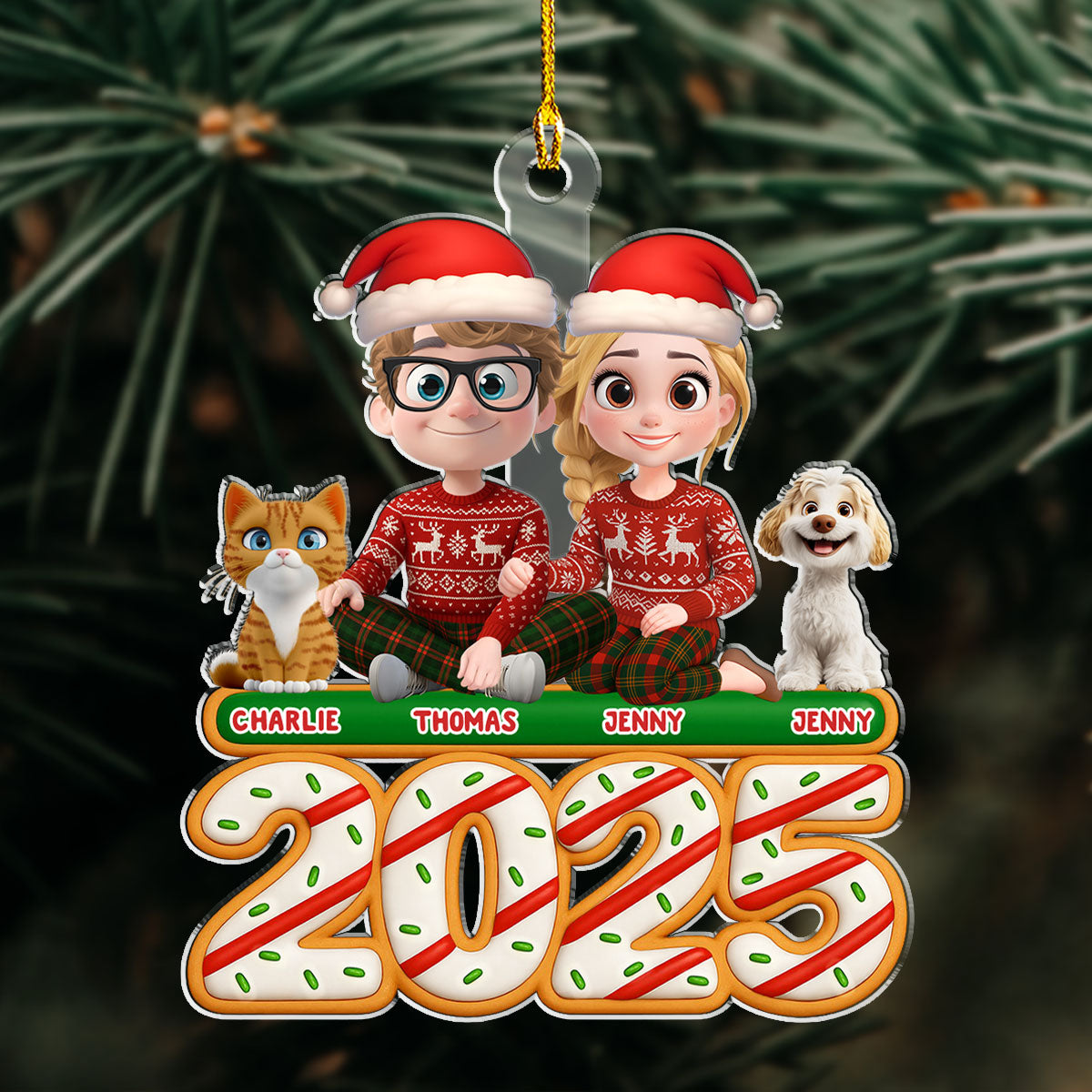 Custom Keepsake Christmas Ornament •  We And Our Pet Tree Cake - Personalized Acrylic Ornament