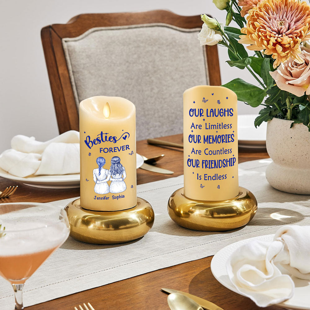 Our Friendship Is Endless Blue Toile - Personalized LED Candle