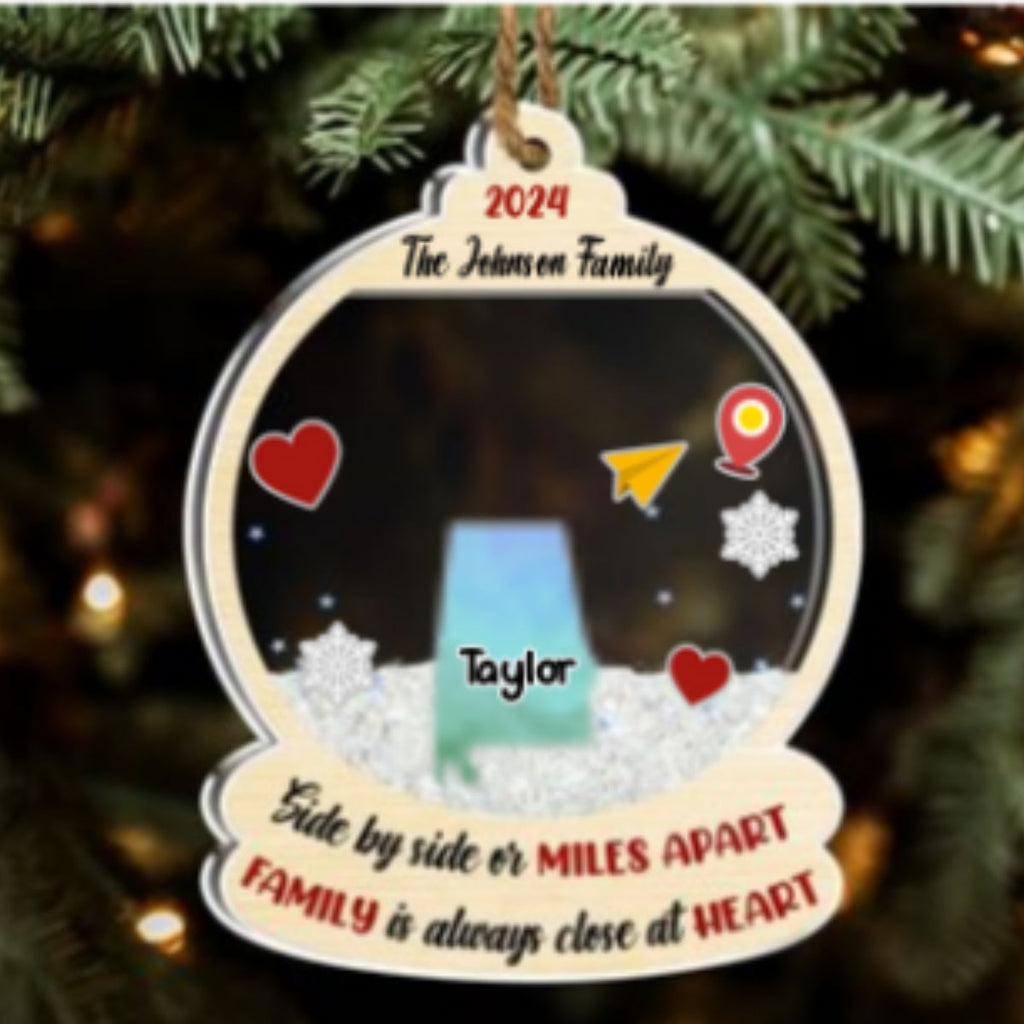 Custom Family Ornament, Christmas Gift for Family Members •  Family Is Always Close At Heart - Personalized Acrylic Shaker Ornament