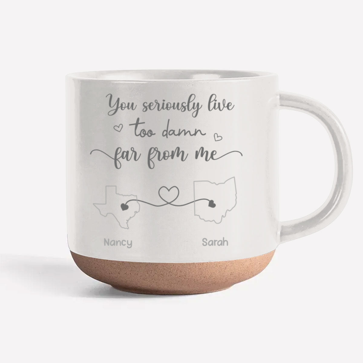 Custom Best Friend, Christmas & Birthday Friendship Keepsake Gift • I Hate How Far You Are - Personalized Engraved Pottery Mug