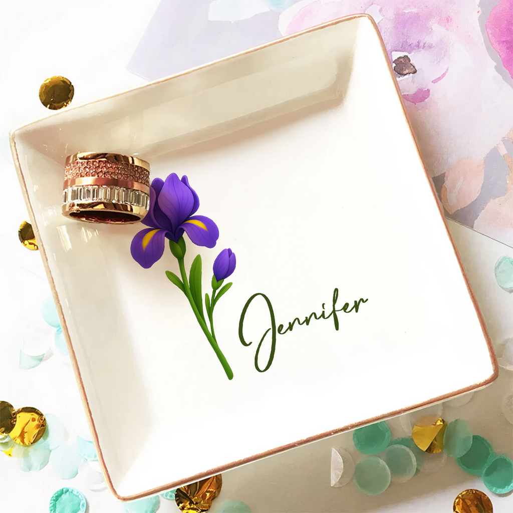 Custom Bestie Trinket Dish, Birthday Christmas Gift For Best Friend • Friends Are Flowers That Never Fade 2 - Personalized Jewelry Dish