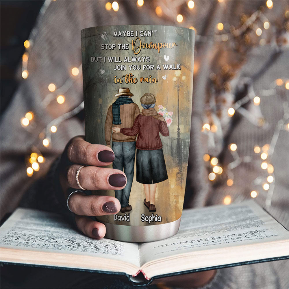 Custom Christmas Anniversary Gifts For Couple • Walk With You In The Rain - Personalized Tumbler