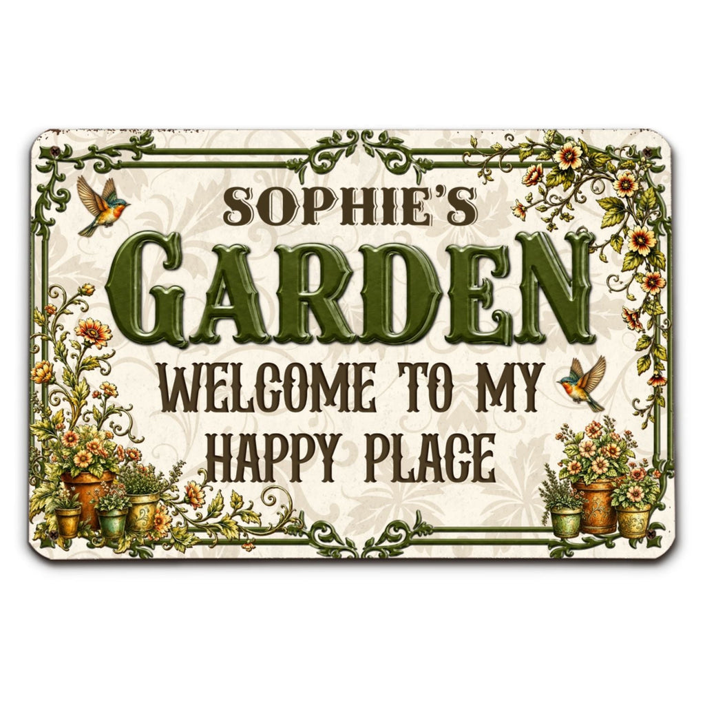 Custom Self-Care Garden Sign, Outdoor Lawn & Plant Decor • Garden House - Personalized Metal Sign