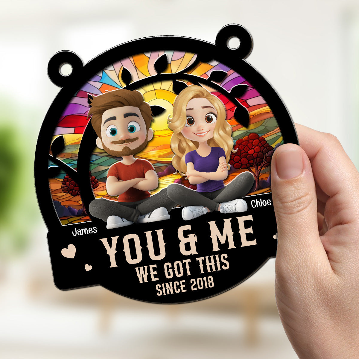 Custom Couple Hanging Decor, Anniversary Valentine's Day Gifts • Together Forever - Personalized Suncatcher