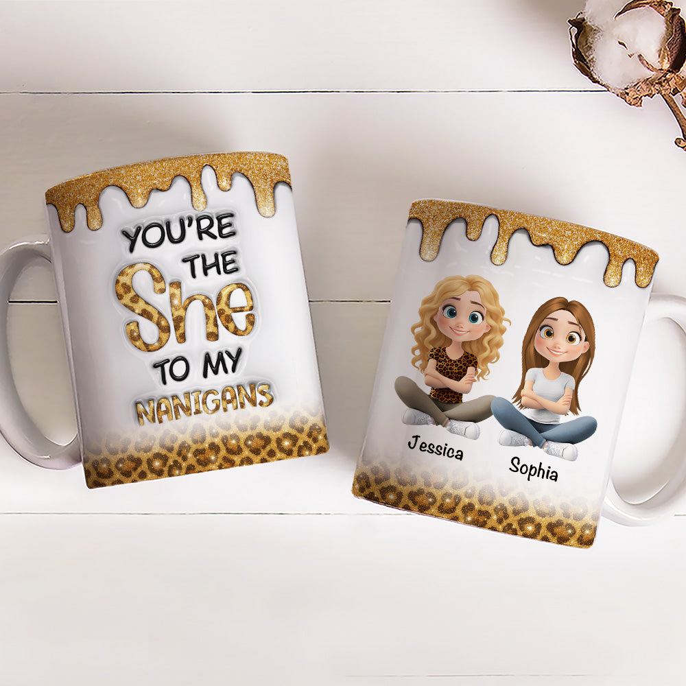 Custom Best Friend, Christmas & Birthday Friendship Keepsake Gift • Bestie Shenanigans - Personalized 3D Inflated Effect Mug