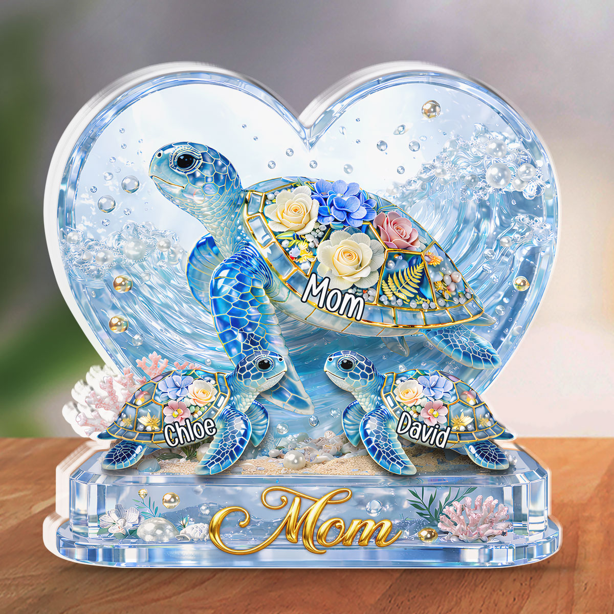 Custom Mother's Day Decor, Gift for Mom & Grandma • Grandma Mom Turtle - Personalized Acrylic Plaque
