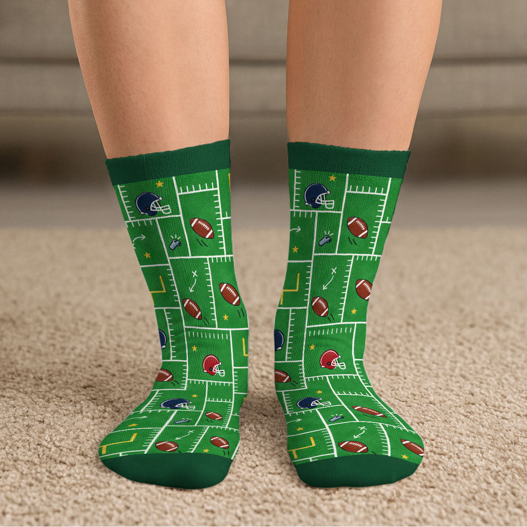 Custom Name Football Fan Footwear, Game Day Christmas Gift • Do Not Disturb - Personalized Crew Socks