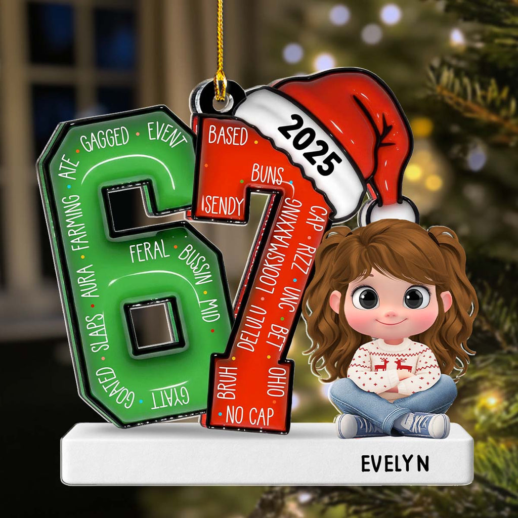 Custom Family Ornament, Christmas Gift for Family Members •  Alpha Six Seven Slang - Personalized Acrylic Ornament