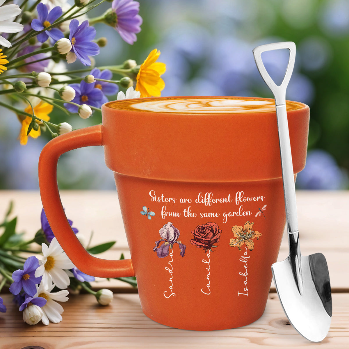 Custom Christmas & Birthday Gift For Sister • Sisters Are Different Flowers From The Same Garden - Personalized Plant Pot Mug