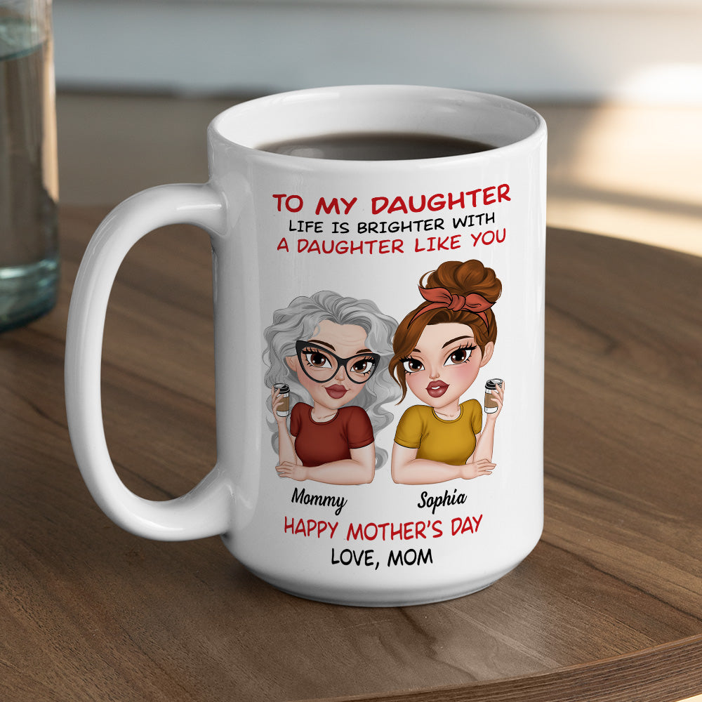Custom Christmas & Birthday Gift for Mom • Life Shines With Amazing Daughters - Personalized Coffee Mug