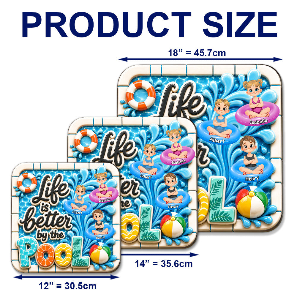 Custom 3D Family Summer Backyard, Patio & Porch Decor • The Best Life Is Here - Personalized 3D Effect Wood Sign