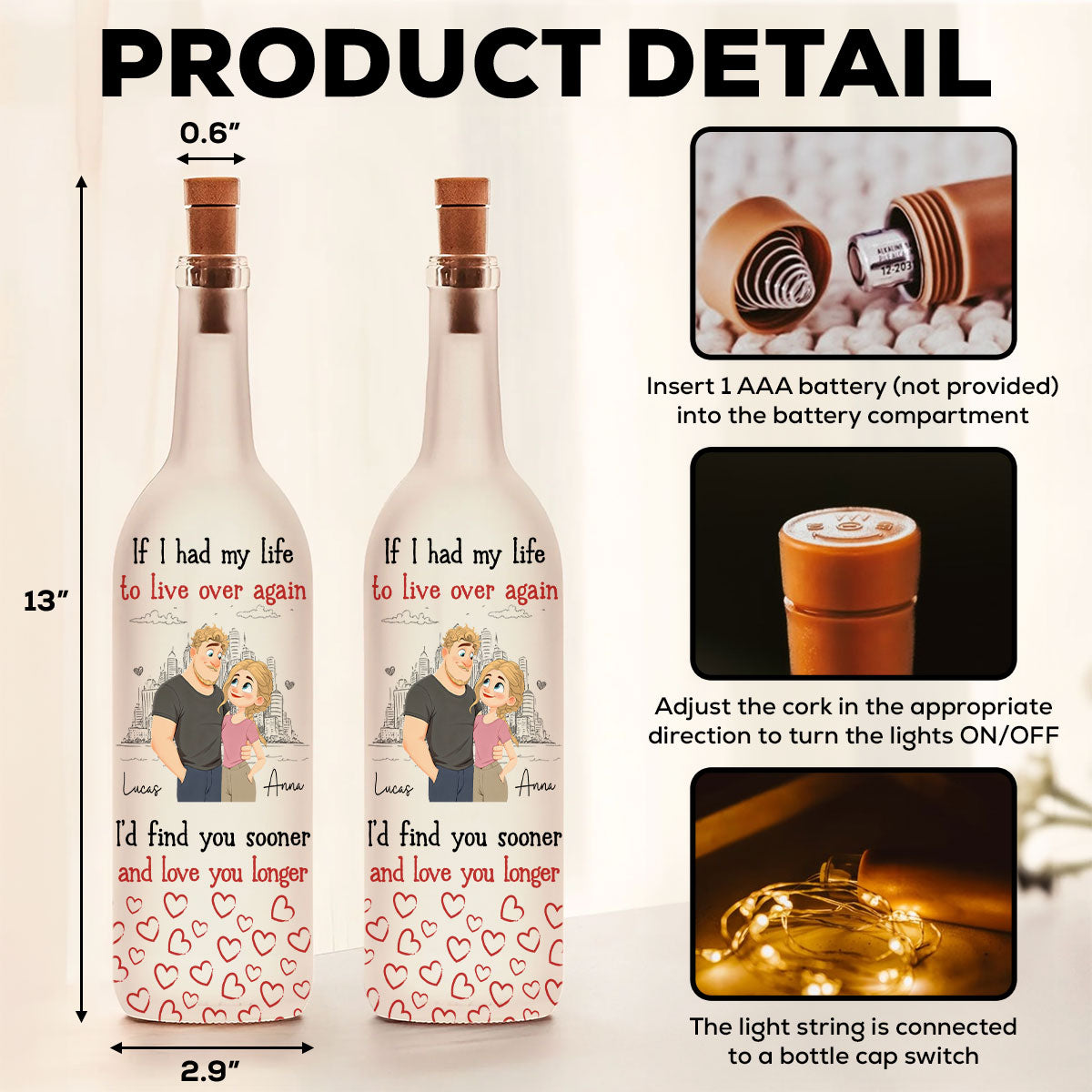 Love You So Much - Personalized Bottle Lamp