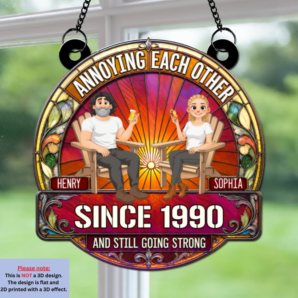 Custom Couple Hanging Decor, Anniversary Valentine's Day Gifts • Everlasting Bond - Personalized Suncatcher