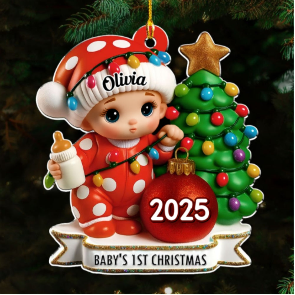 Custom Family Ornament, Christmas Gift for Family Members •  Red Dot Holiday - Personalized Acrylic Ornament