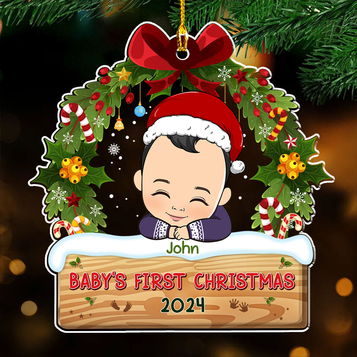 Custom Keepsake Christmas Ornament •  Baby First Christmas - Personalized Acrylic Ornament