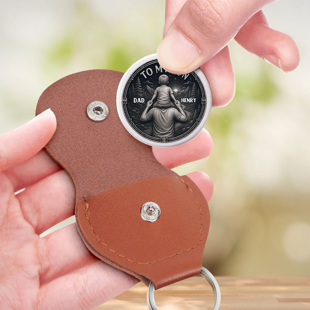 Custom Coin Keychain for Son, Father's Day Birthday Gifts • More Than Anything - Personalized Pocket Hug