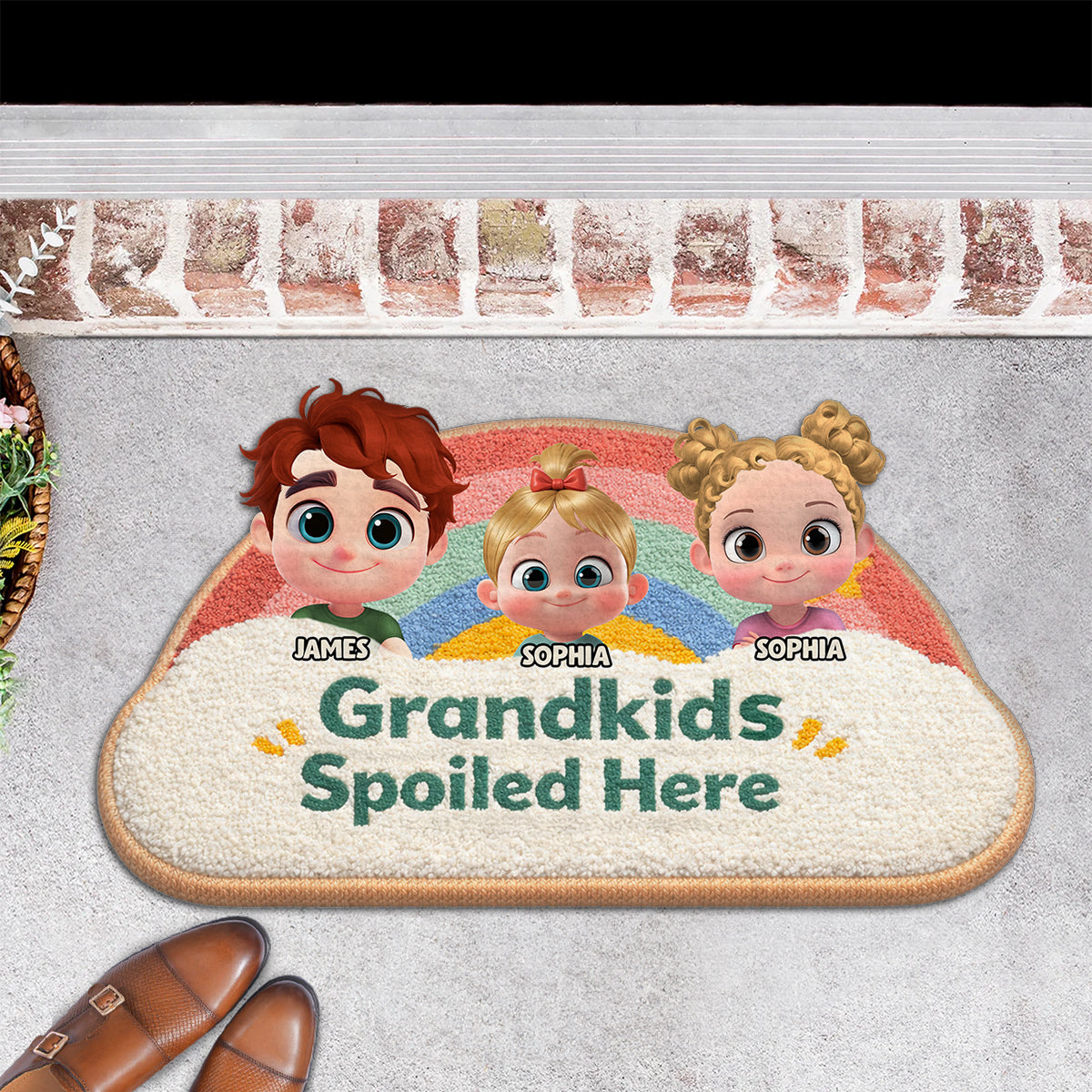 Rainbow Grandkids - Personalized Doormat