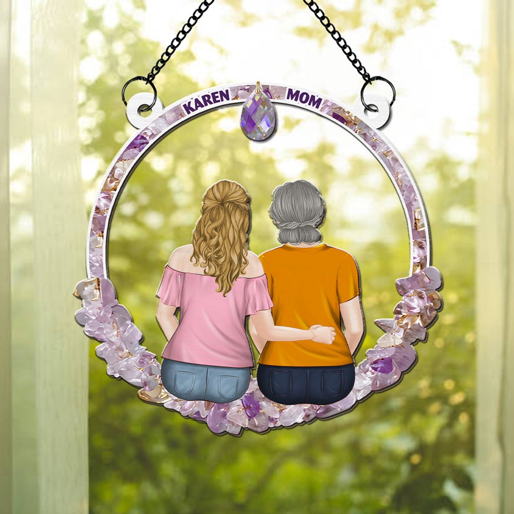 Custom Hanging Decor for Mom Daughter, Mother's Day Birthday Gifts • Forever Love - Personalized Suncatcher