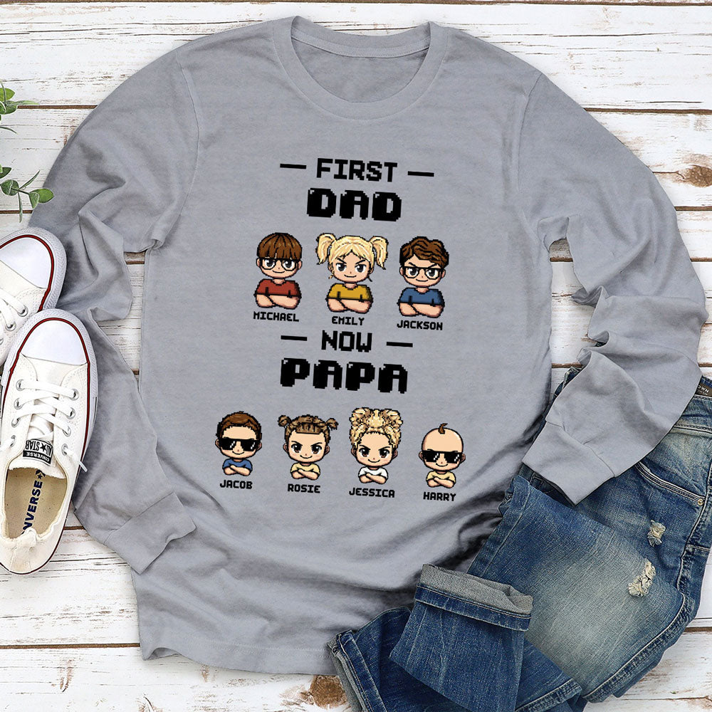 Custom Father's Day, Special Gift for Dad & Grandpa • First Dad Now Papa Cartoon - Personalized Shirt