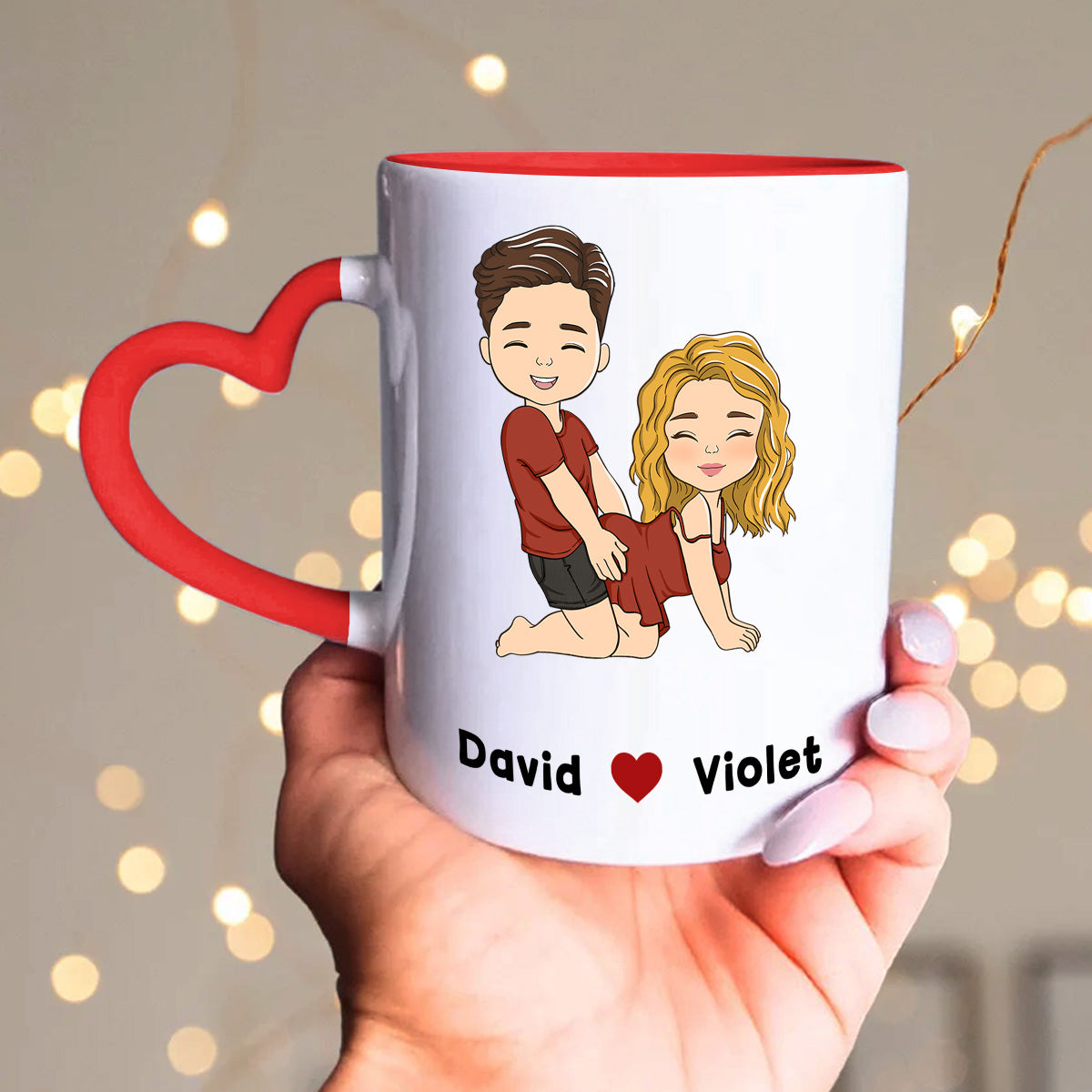 Custom Anniversary Keepsake Gifts For Couple • You Lucky Bastard - Personalized Heart Handle Mug