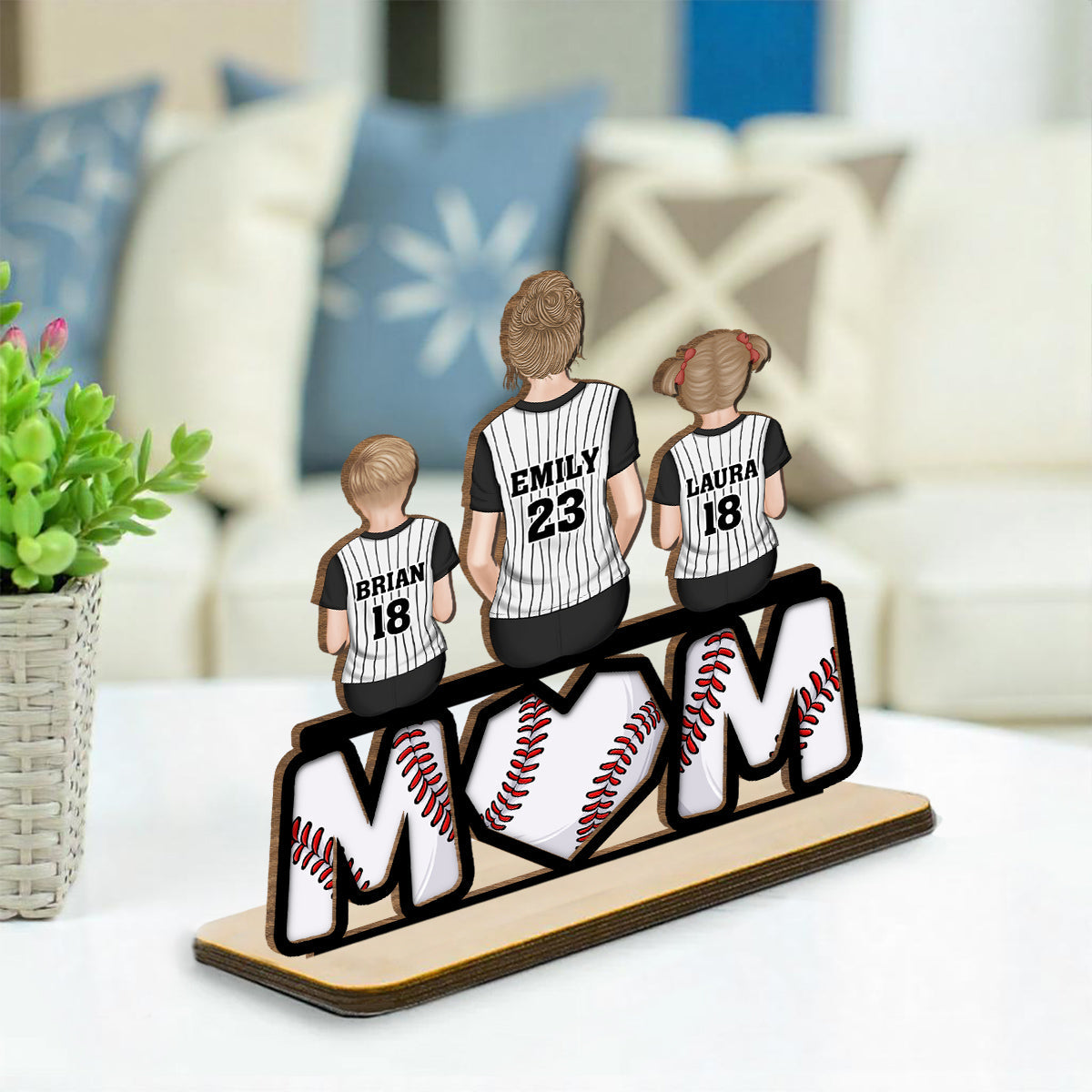 Custom Mother's Day Decor, Gift for Mom & Grandma • Raising Champions With Love - Personalized 2-Layer Wood Plaque With Flat Base