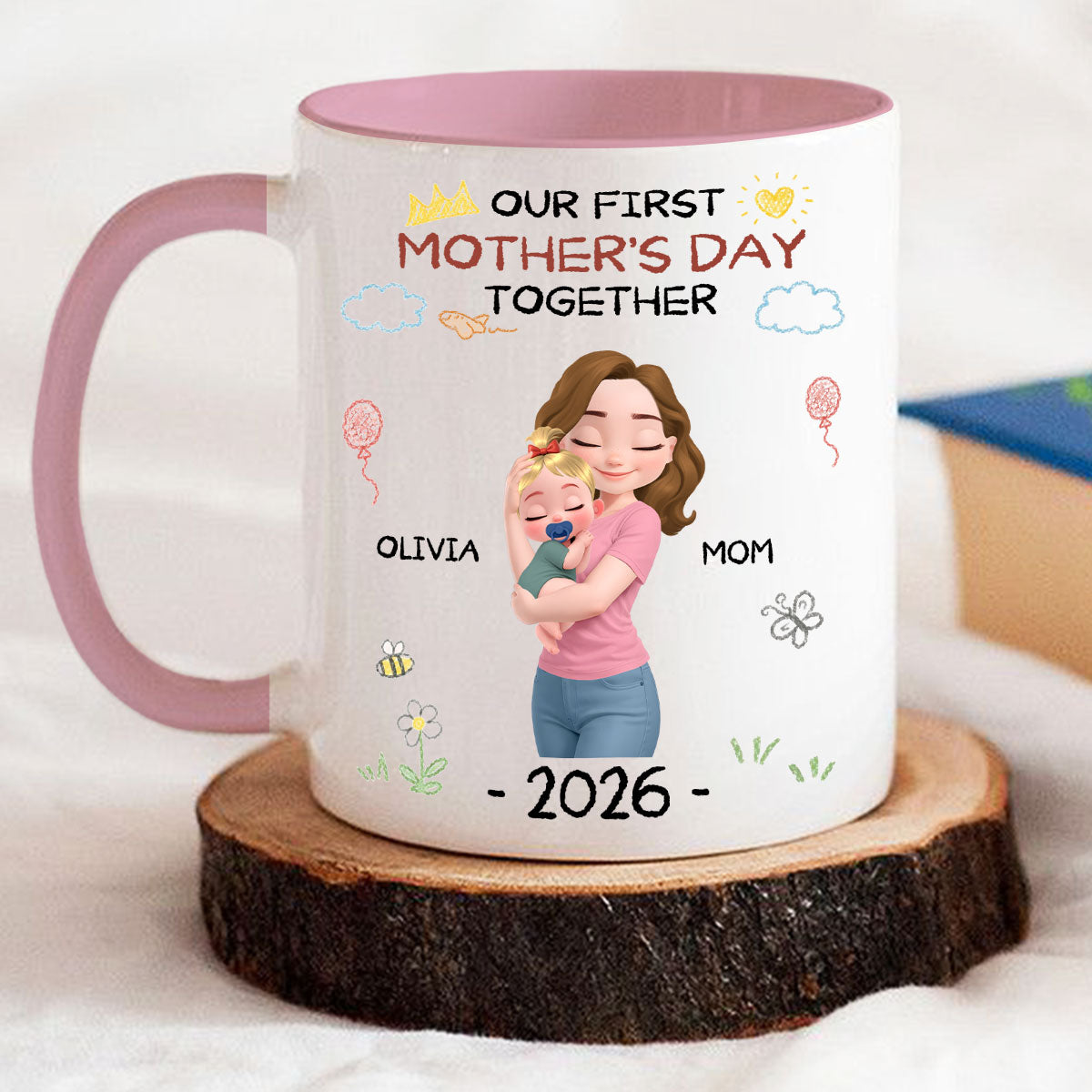Custom First Mother's Day, Christmas Gift for New Mom • First Mother Day With Love - Personalized Accent Mug