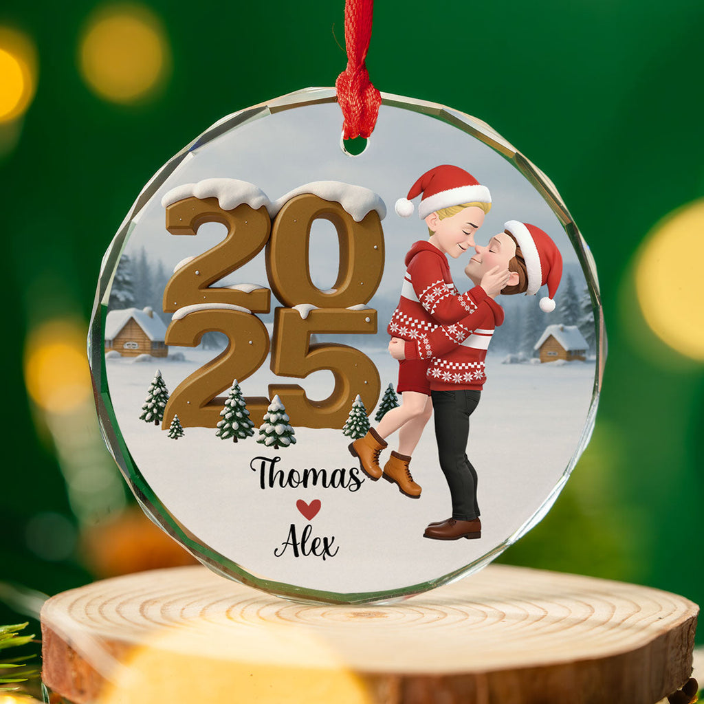 Custom Couple Christmas Ornament, Anniversary Gift •  As A Couple Now Onwards - Personalized 3D Effect Glass Ornament