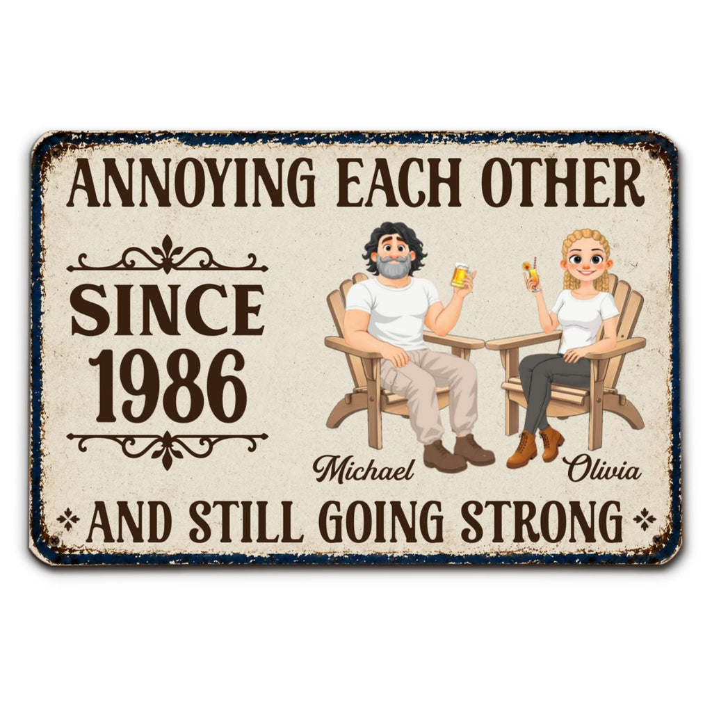 Custom Couple Anniversary Wall Decor Keepsake Gift • Couple Relaxing - Personalized Metal Sign