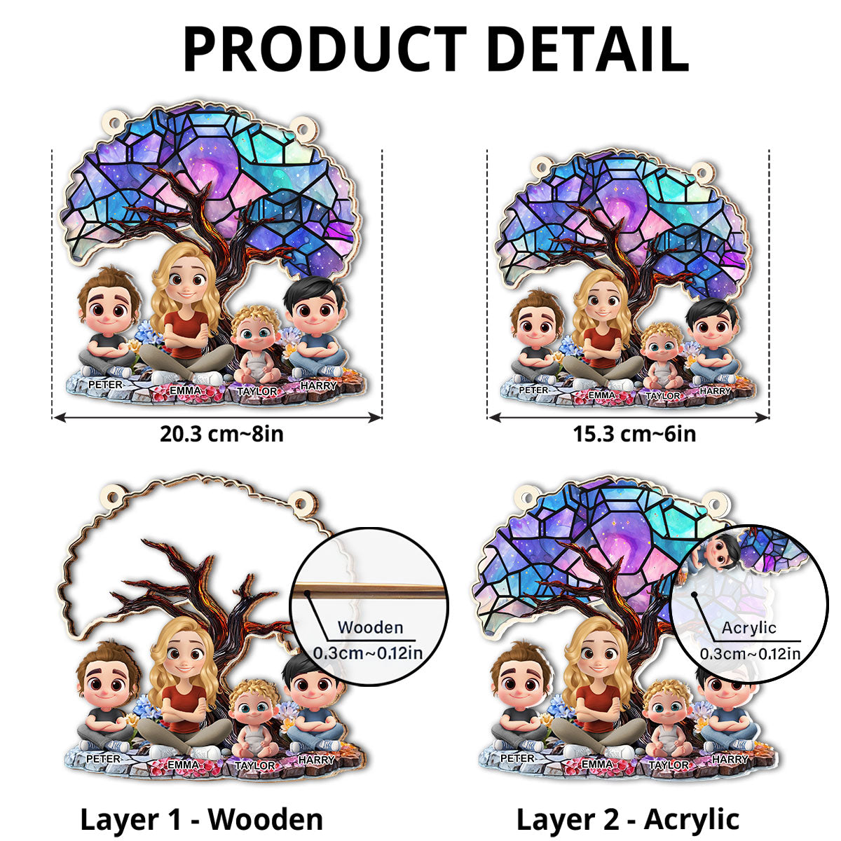 Custom Hanging Decor for Mom Daughter, Mother's Day Gifts • Happy Mom Of Us - Personalized Suncatcher